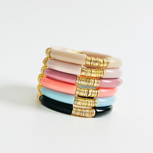Acrylic Bangle Style | Cuff Style Bracelet with Gold Accents | Stacking Bracelet
