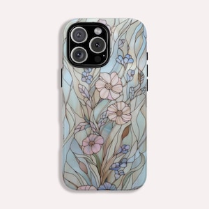 Wildflower Stained Glass Effect Tough Phone Case for iPhone 16 15 14 13 12 11 10 9 8