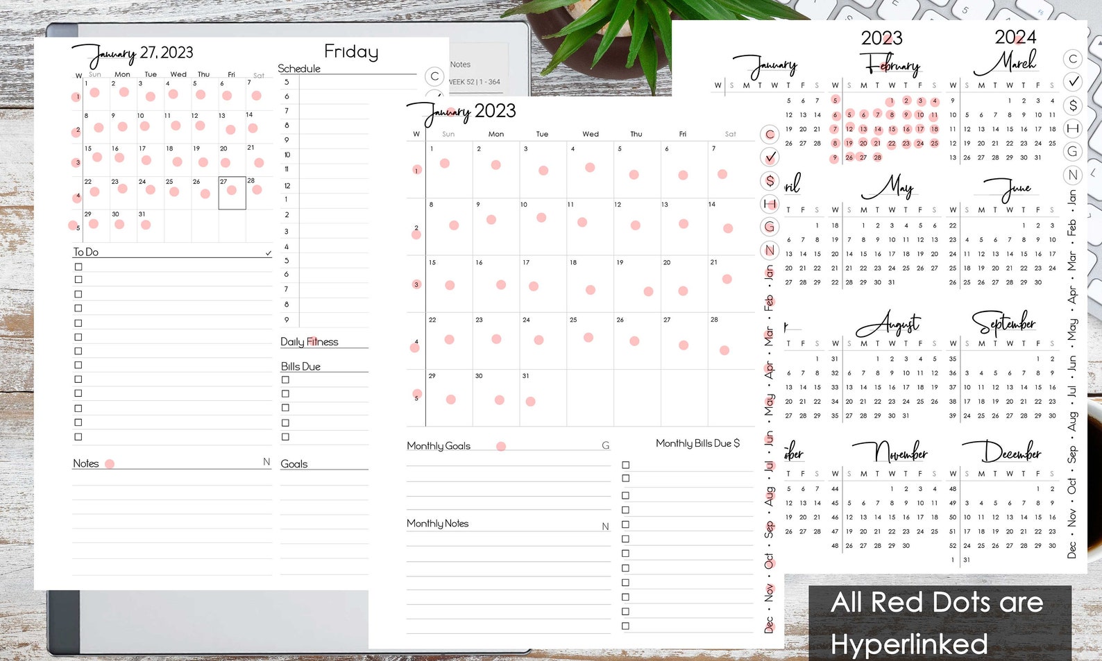 Remarkable 2 Template 2023 2024 Planner Hyperlinked Journal Etsy