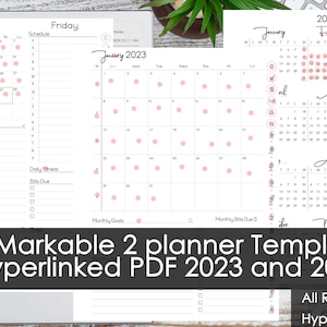 reMarkable 2 Template 2023 2024 Planner Hyperlinked Journal PDF Instant digital Download