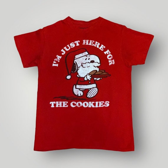 I’m Just Here for the Cookies red Christmas Snoopy T-shirt
