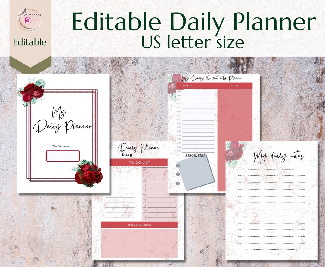 Daily Planner Printable. Floral Hourly Planner. Daily Journal - Etsy