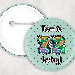 Personalised Dinosaur Badge, Dinosaur Birthday Badge, Dino Badges, Personalised Birthday Badge, Boys Badges, Girls Badges, Kids Badge