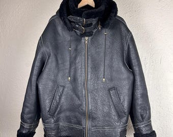 Vintage 1980s B-3 Type Flight Jacket / US Army Air Force Shearling