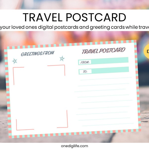 Digital Travel Postcard | GoodNotes, Notability, Xodo, etc.| by One DigiLife