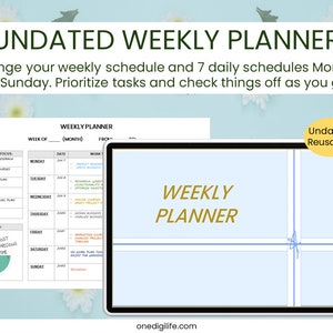 Printable Undated Weekly Planner & Daily Planner | GoodNotes, Notability, Xodo, etc.| by One DigiLife