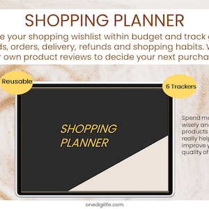 Digital Shopping Planner/ Shopping Order Tracker, Budget, and Product Review | GoodNotes, Notability, Xodo, etc.| by One DigiLife