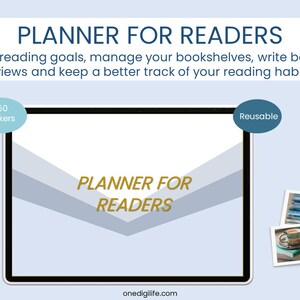 Digital Planner for Readers/ Reading Journal, Tracker and Book Review with Digital Stickers Pack | GoodNotes, Xodo, etc.| by One DigiLife