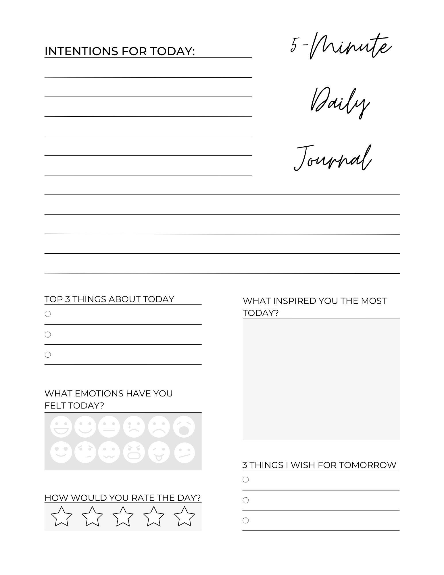 Daily 5-minute Journal (digital Download) - Etsy