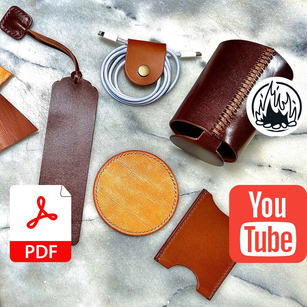 5 Beginner Leathercrafter Pattern Bundle Coaster Cord Etsy