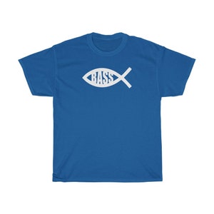 Bass Fish T-shirt Bassist Gift Fisherman Gift Bass Guitar Worship Musician Gift Unisex Heavy Cotton Tee image 2