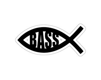 Bass Fish Sticker | Bassist Gift | Fisherman Gift | Bass Guitar Sticker | Worship Musician Sticker | Jesus Sticker | Die-Cut Stickers
