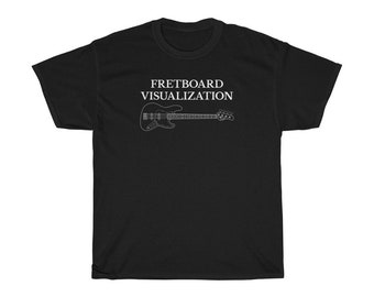 T-shirt met basgitaar | Fretboard Visualisatie Logo | J-stijl Bassist Gift | Unisex Zwaar Katoenen T-aan