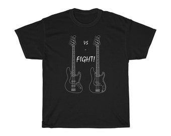 Bass Guitar T-shirt | Vintage PJ Fight! | Bassist Mortal Combat KO Gift | Unisex Heavy Cotton Tee