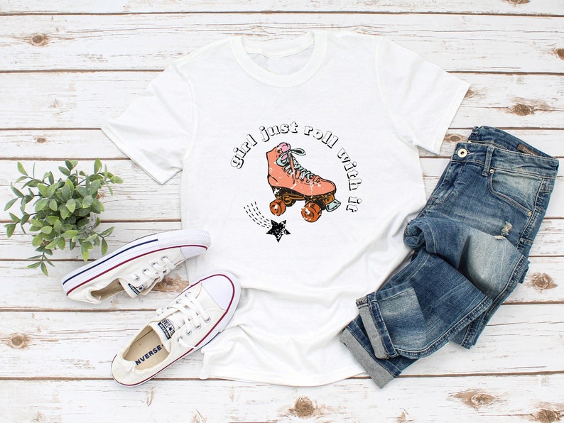 Roller Skating Party Shirt Girl Just Roll With It T-shirt - Etsy