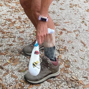 Sulfur Sox. Natural bug repellent, hiking, camping. Keeps chiggers & ticks off.