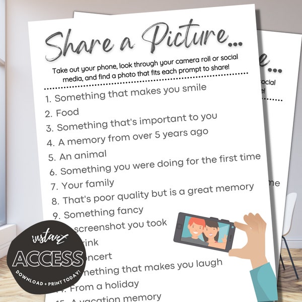 Share a Picture Game - Party/Event Activity - Instant Download - Printable Digital Games - Fun Icebreaker Activity - Corporate Event Game