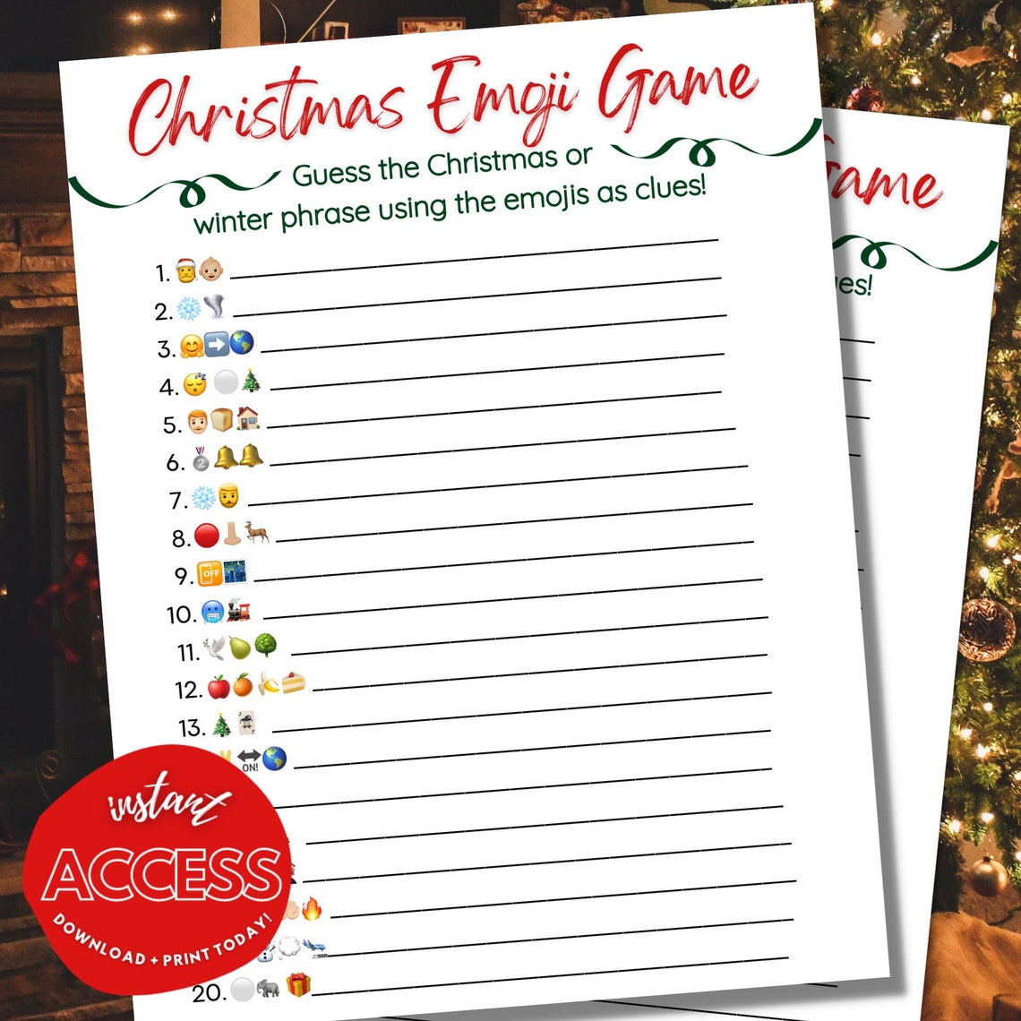 Christmas Emoji Game With Answer Key Holiday Activities Digital Printable Instant Download