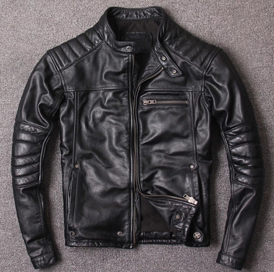 Men's Motorcycle Biker Genuine Leather Vintage Jacket - Etsy