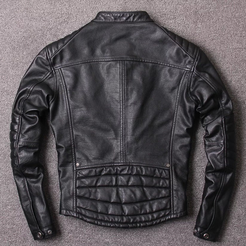 Men's Motorcycle Biker Genuine Leather Vintage Jacket - Etsy