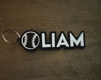 4" Personalized Acrylic Double Layer Baseball Keychain, Back Pack Tag, Name Keychain, Customizable Keychain, Layered Keychain,
