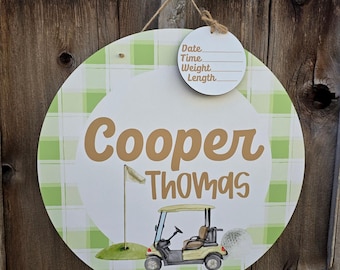 Golf Printed Custom Personalized Name Sign | Hospital Door Hanger | Golf Baby Announcement | Custom Baby Name Sign | Name Signs | Golf Sign
