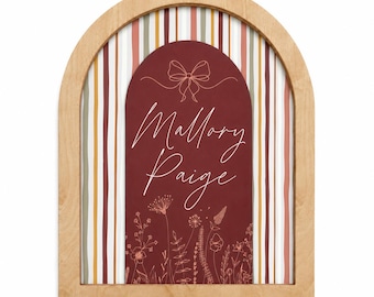 Personalized Nursery Name Sign, Boho Girl Nursery Decor, Arch Name Sign, Floral Baby Name Sign, Custom Girl Bedroom Wall Decor