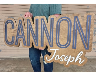 Large Name Sign For Nursery | Nursery Sign With Middle Name | Boho Nursery Sign | Boys Nursery Sign | Layered Name Sign | Personalized Sign