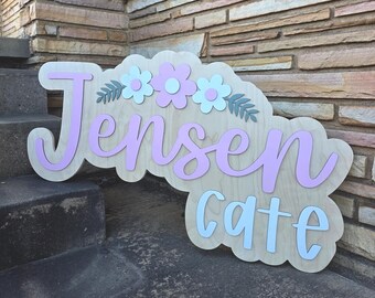 Flower Name Sign | Large Wood Name Sign | Flower Nursery | Layered Baby Name Sign | Layered Baby Name Sign | Daisy Name Sign | Custom Sign