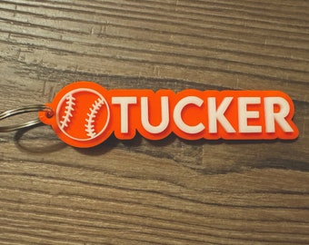 5" Personalized Acrylic Double Layer Baseball Keychain, Back Pack Tag, Name Keychain, Customizable Keychain, Layered Keychain,