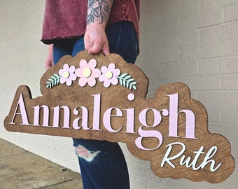 Flower Name Sign | Large Wood Name Sign | Flower Nursery | Layered Baby Name Sign | Layered Baby Name Sign | Daisy Name Sign | Custom Sign