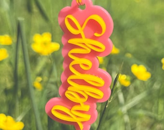 4" Personalized Acrylic Double Layer Keychain, Acrylic Keychain, Back Pack Tag, Name Keychain, Customizable Keychain, Layered Keychain,