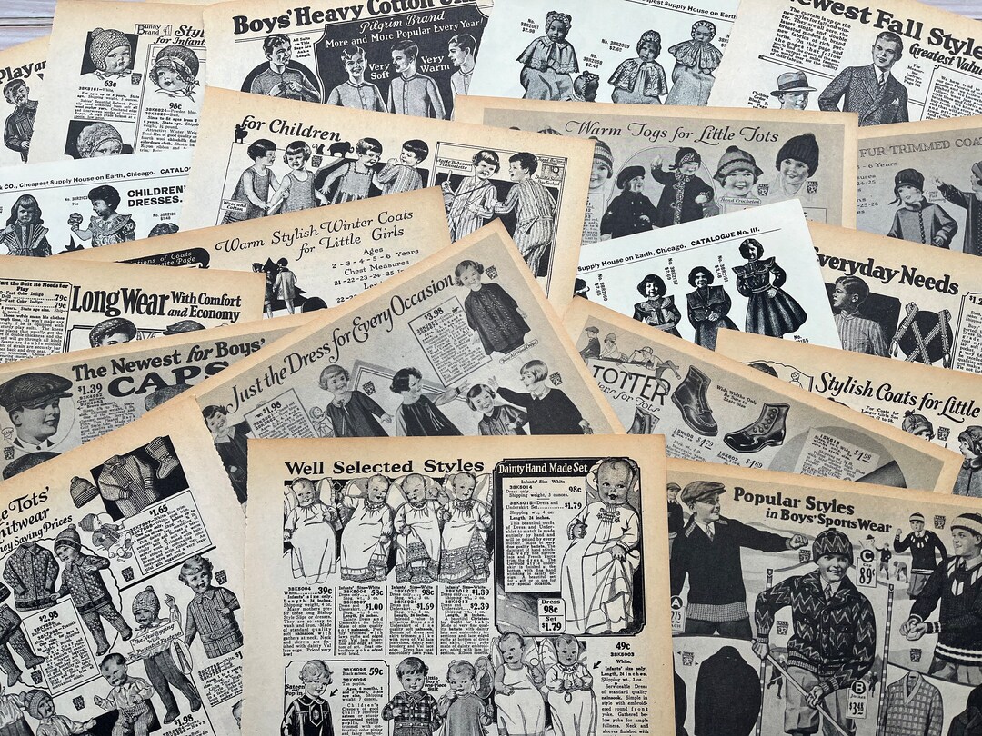 Vintage Sears Catalog Mini Bundle, 20 Children/baby Fashion Pages