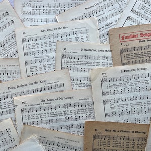 Vintage Hymnal Mini Bundle, 20 Music Pages, Junk Journals, Scrapbooking