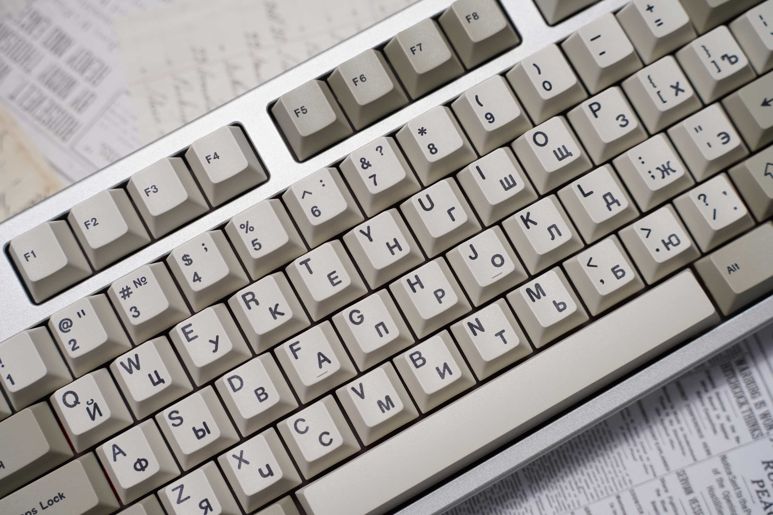 Cyrillic Keycap Set for Mechanical Keyboards, Classic Beige