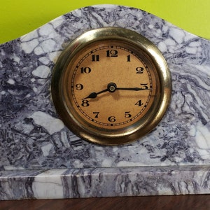 Vintage Marble Mantel  Wind Clock