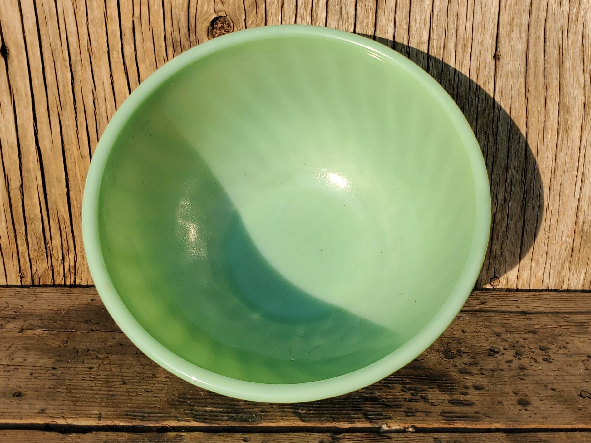 Fire King, Swirl, Mixing Bowls, Set of 3, Jadeite, Nesting, Anchor