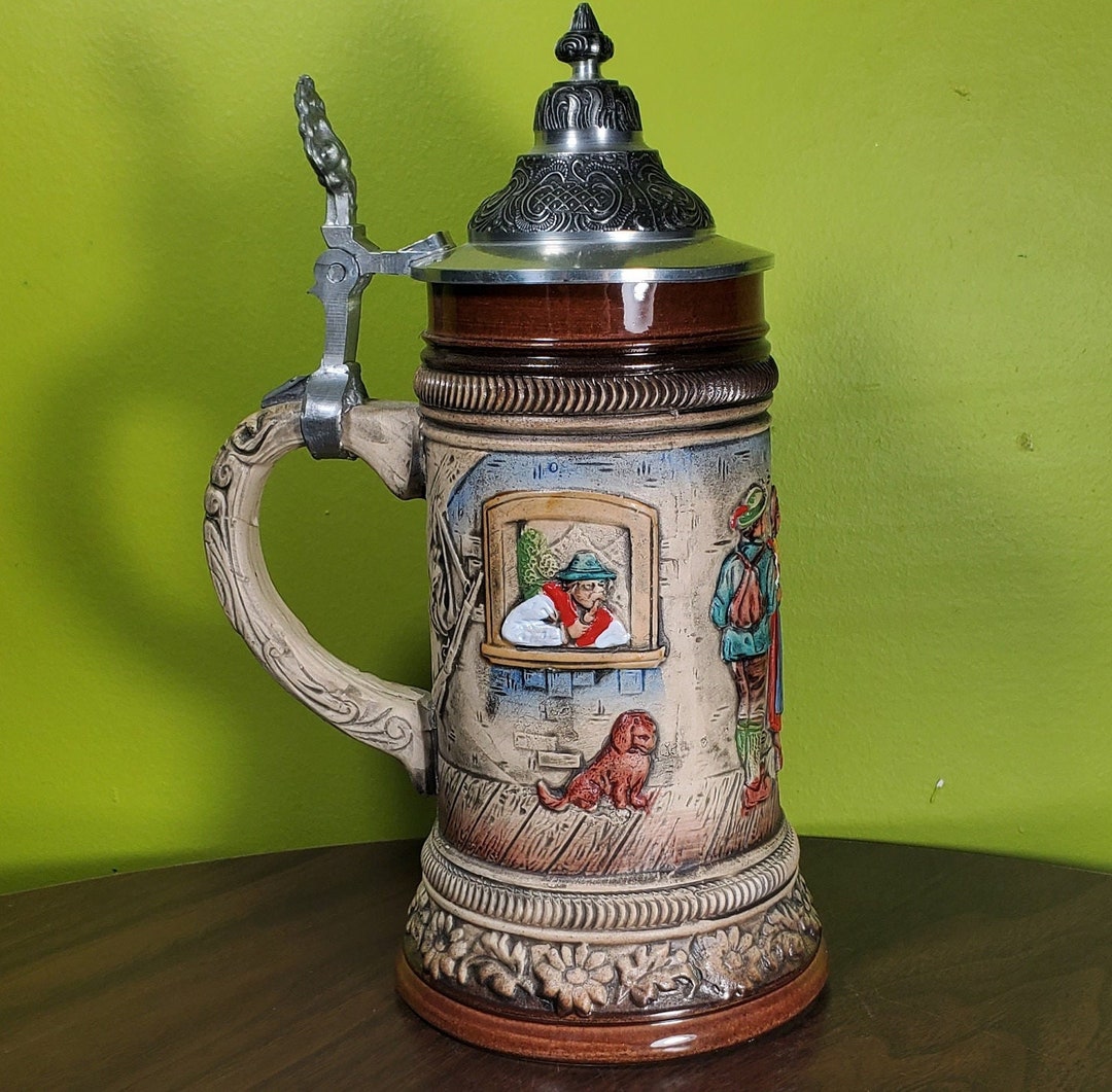Vintage Ceramic Zöller & Born German Beer Stein With Pewter Lid