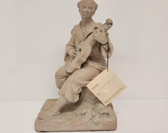 Statue, Lute Player, Austin Productions, Figurine, Oriental, Asian Art, Decor, Home, Aesthetic, Vintage