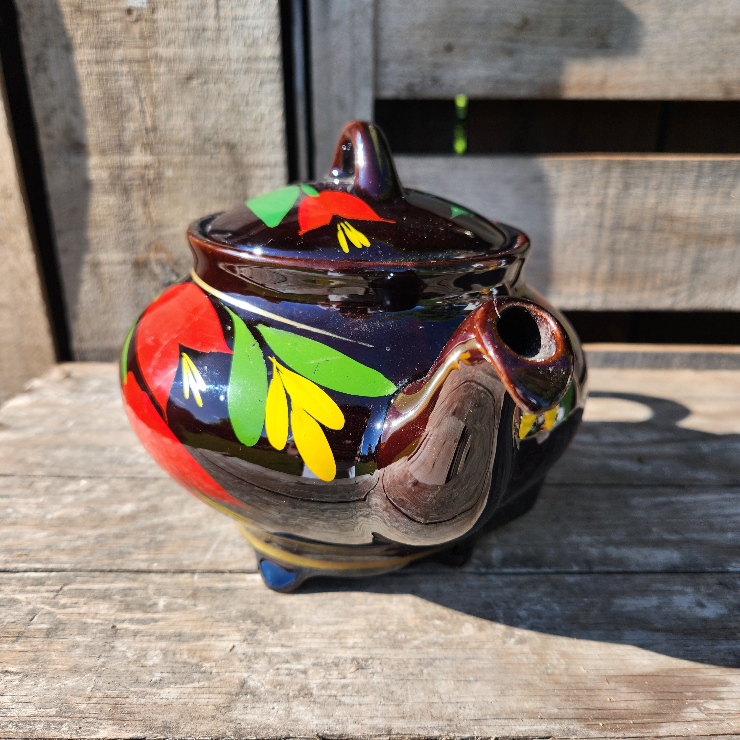 ホビー・楽器・アート pot Teapot. Electric Heating, Red Tulips, Royal Canadian Art Pottery