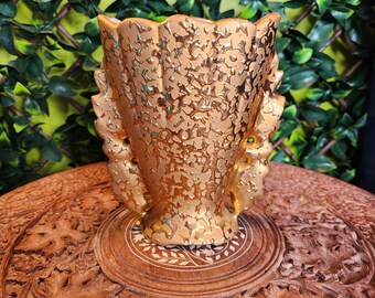 Vase, Weeping Gold, 22 K, Hand Decorated, Vintage