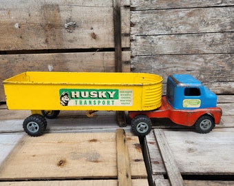 Spielzeug-LKW, Husky-Transport, Sattelzug mit Anhänger, Vintage