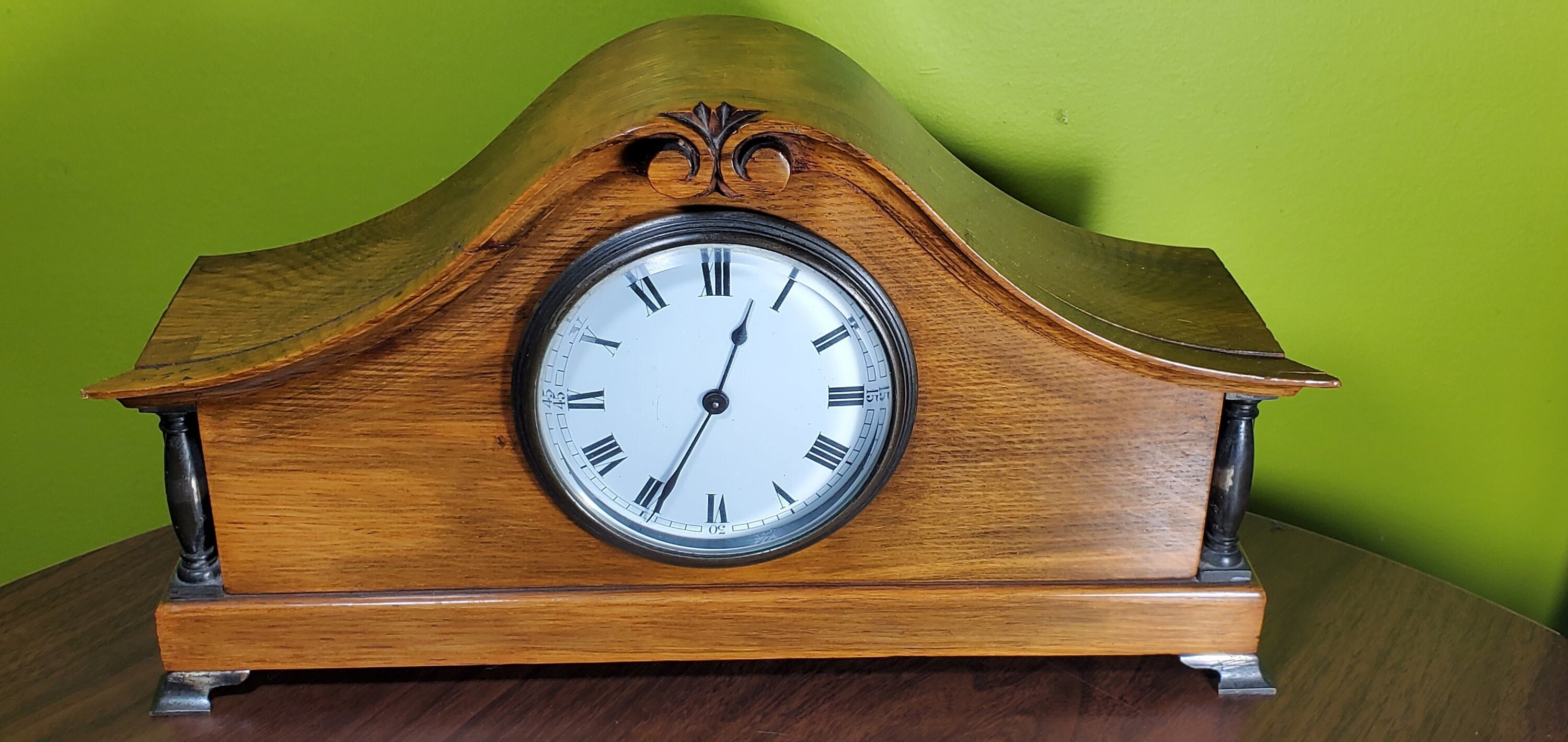 Antique Buren Wooden Mantel Wind Clock W/ Key - Etsy Denmark