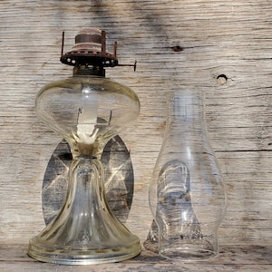 Lámpara de aceite de vidrio transparente con globo, vintage