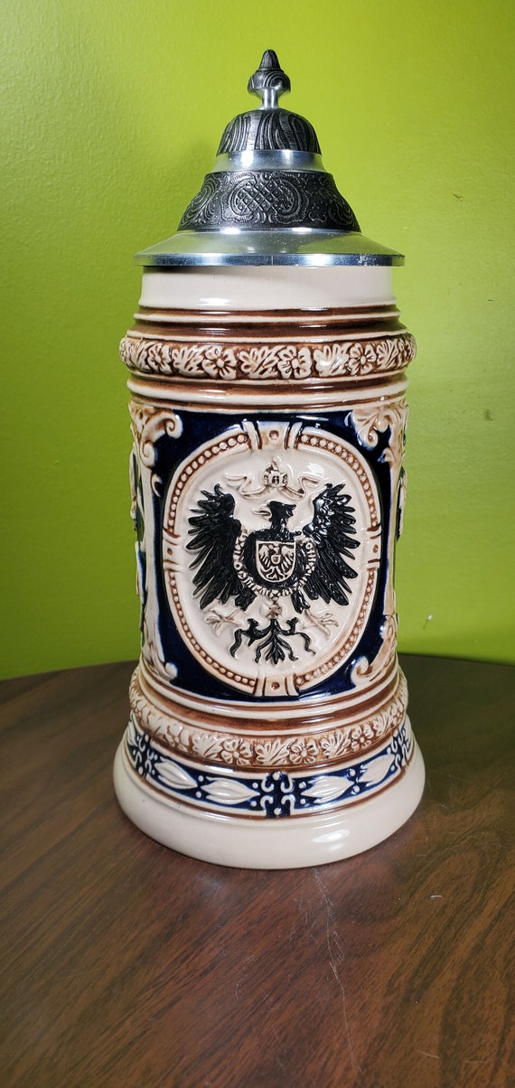 Vintage Ceramic Zöller & Born German Beer Stein With Pewter