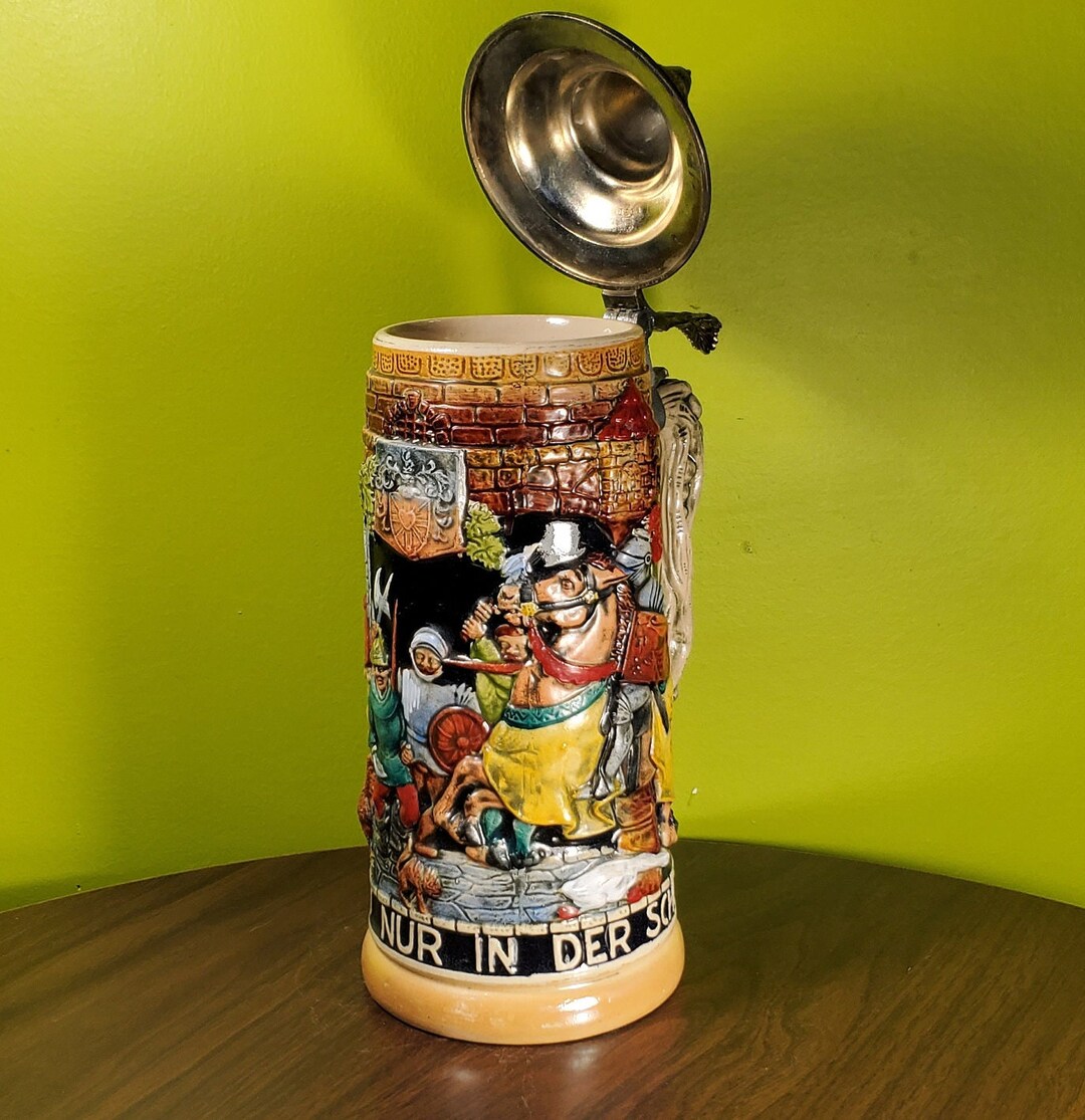 Vintage Ceramic German Beer Stein 'ruh Hast Du Nur in Der Schenke' Etsy