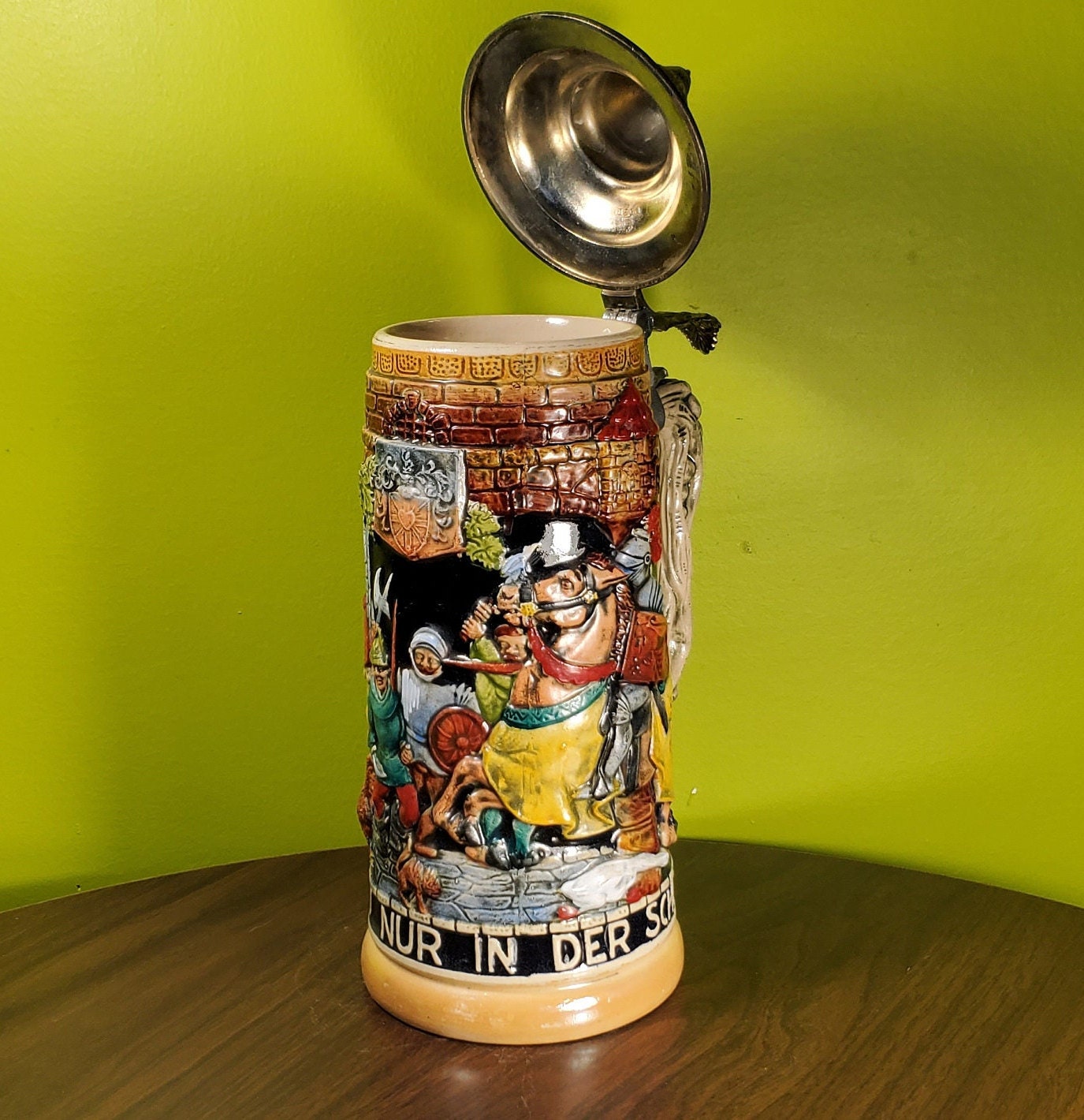 Vintage Ceramic German Beer Stein - 'ruh Hast Du Nur in Der