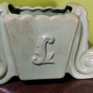 Vintage Green Letter 'L' Flower Planter, Jarrón,