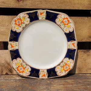 Plate, Salad, Wood & Sons, Royal Castle, Napoli Imari, Square, Porcelain, China, Made in England, Vintage