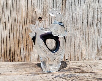 Rooster Glass Figurine, Sculpture, Chicken Statue, Bird, Vintage